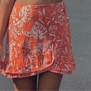 Forever 21 Orange Floral Mini Skirt